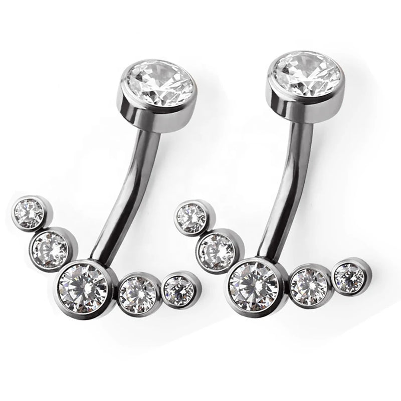 14G Titanium Belly Button Ring with Clear CZ