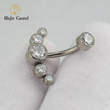 14G Titanium Belly Button Ring with Clear CZ