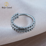 ASTM F136 Titanium 16G Double Line Beads Hinged Segment Clicker Hoop Septum Ring