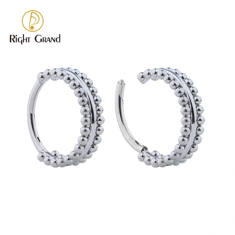 ASTM F136 Titanium 16G Double Line Beads Hinged Segment Clicker Hoop Septum Ring