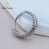 ASTM F136 Titanium 16G Double Line Beads Hinged Segment Clicker Hoop Septum Ring