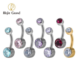 ASTM F136 Titanium Navel Rings with CZ Internally Threaded Belly Bars