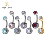 ASTM F136 Titanium Navel Rings with CZ Internally Threaded Belly Bars