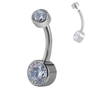 ASTM F136 Titanium Navel Rings with CZ Internally Threaded Belly Bars