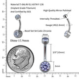 ASTM F136 Titanium Navel Rings with CZ Internally Threaded Belly Bars
