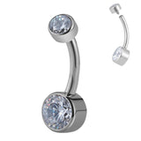 ASTM F136 Titanium Navel Rings with CZ Internally Threaded Belly Bars