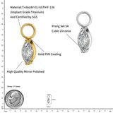 Titanium CZ Marquise Charm for Lobe Hoop Earrings