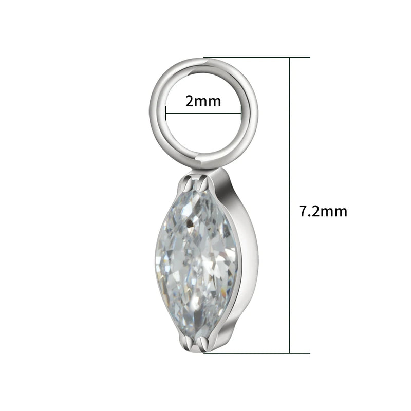Titanium CZ Marquise Charm for Lobe Hoop Earrings