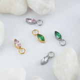 Titanium CZ Marquise Charm for Lobe Hoop Earrings