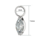 Titanium CZ Marquise Charm for Lobe Hoop Earrings