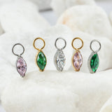 Titanium CZ Marquise Charm for Lobe Hoop Earrings