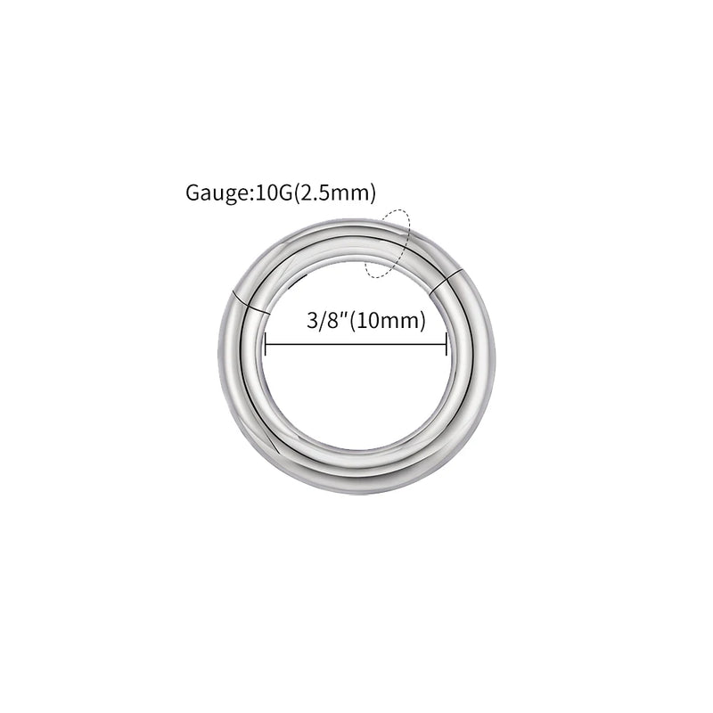 ASTM F136 Titanium Large Gauge Single Hinged Clicker Segment Hoop Ring