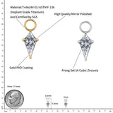 Titanium CZ Charm for Lobe Piercing Hoop Earrings