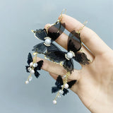 Butterfly Tassel Pearl Earrings Exaggerated Wedding Fine Jewelry