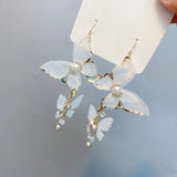 Butterfly Tassel Pearl Earrings Exaggerated Wedding Fine Jewelry