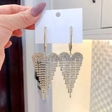 Clear Rhinestone Tassel Earrings 925 Silver Needle Lady Party Drop Earrings
