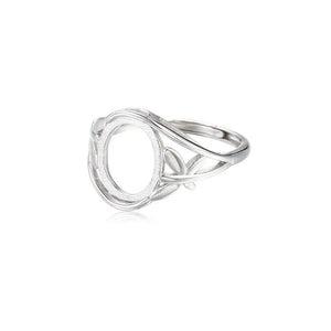 Ring Base for 10x12mm Oval Cabochons Adjustable 925 Silver SR0404