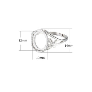 Ring Base for 10x12mm Oval Cabochons Adjustable 925 Silver SR0404