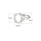 Ring Base for 10x12mm Oval Cabochons Adjustable 925 Silver SR0404