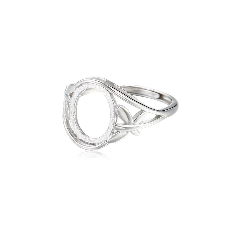 Ring Base for 10x12mm Oval Cabochons Adjustable 925 Silver SR0404