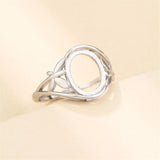 Ring Base for 10x12mm Oval Cabochons Adjustable 925 Silver SR0404