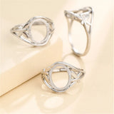 Ring Base for 10x12mm Oval Cabochons Adjustable 925 Silver SR0404