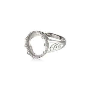925 Silver Adjustable Ring Base for 12x15mm Oval Cabochons