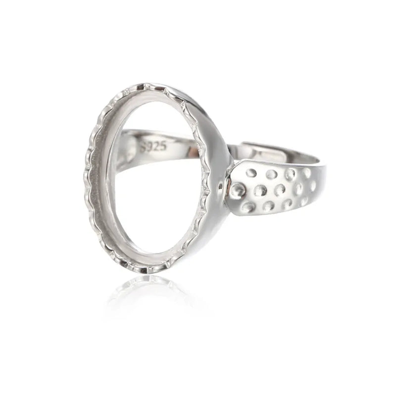 925 Silver Adjustable Ring Blank for 12x16mm Cabochons