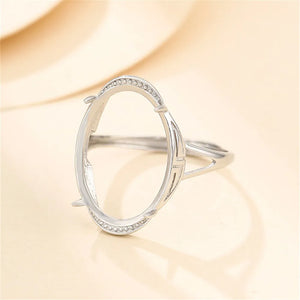 925 Silver Adjustable Ring Blank for 14x19mm Oval Cabochons