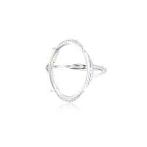 925 Silver Adjustable Ring Blank for 14x19mm Oval Cabochons