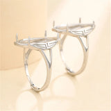 925 Silver Adjustable Ring Blank for 14x19mm Oval Cabochons