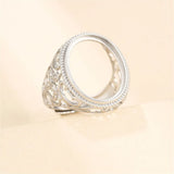 925 Silver Adjustable Ring Base for 16x20mm Oval Cabochons