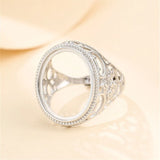 925 Silver Adjustable Ring Base for 16x20mm Oval Cabochons
