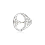 925 Silver Adjustable Ring Base for 16x20mm Oval Cabochons