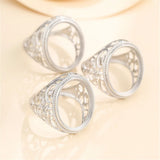 925 Silver Adjustable Ring Base for 16x20mm Oval Cabochons
