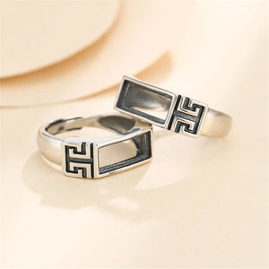 Thai Silver Adjustable Ring Blank for Rectangle Cabochons