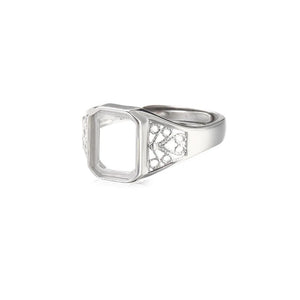 925 Silver Adjustable Ring Base for 8x10mm Rectangle Cabochons