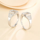 925 Silver Adjustable Ring Base for 8x10mm Rectangle Cabochons