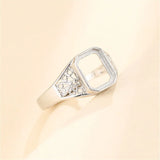 925 Silver Adjustable Ring Base for 8x10mm Rectangle Cabochons