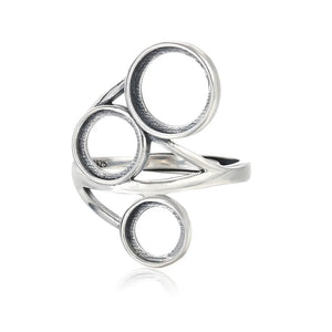 Thai Silver Ring Base for 7mm 8mm 10mm Cabochons Adjustable Band Setting