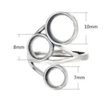 Thai Silver Ring Base for 7mm 8mm 10mm Cabochons Adjustable Band Setting