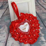 Heart Shape Ring Bearer Pillow with Rose Flowers - Wedding Romantic Gift