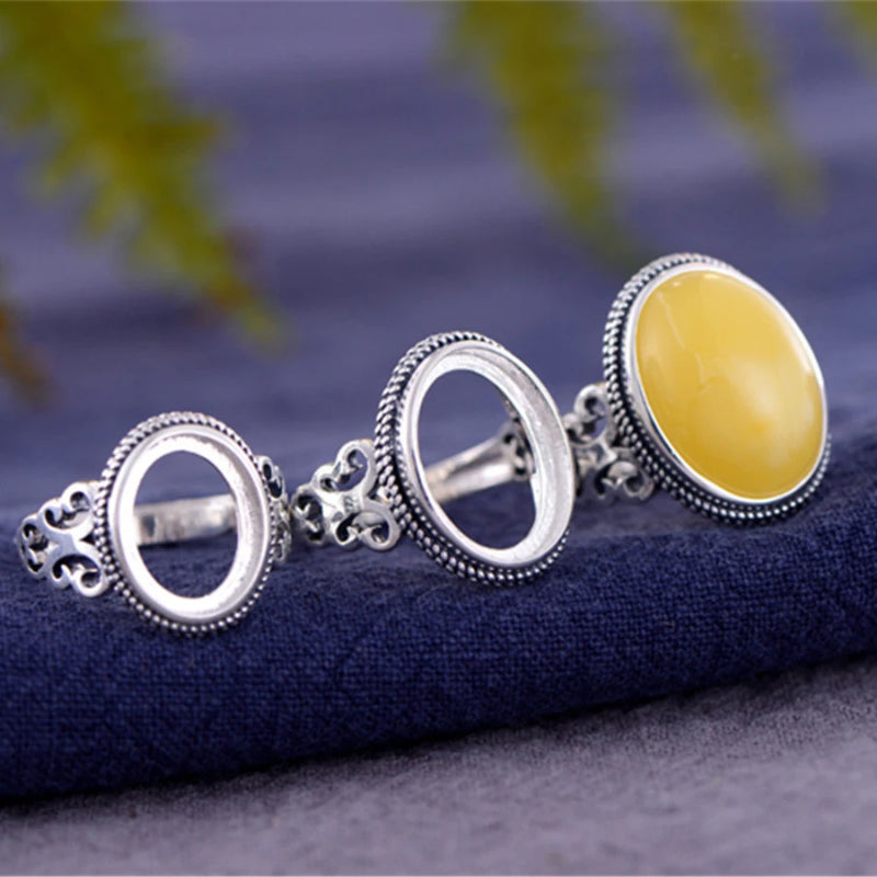 Adjustable Thai Sterling Silver Antique Style Ring Base R625B