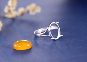 Adjustable Sterling Silver Ring Base 10x14mm Oval Blank