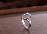 Adjustable Sterling Silver Ring Base 10x14mm Oval Blank