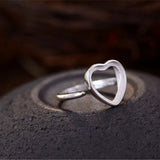 Adjustable Sterling Silver Heart Ring Setting Plated 925 Silver Base