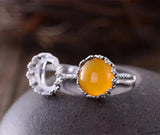 Adjustable 925 Silver Ring Base with Round or Oval Blank