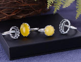 Adjustable 925 Silver Ring Base with Round or Oval Blank
