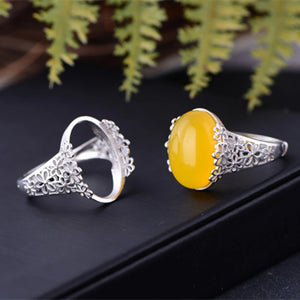 925 Silver Adjustable Ring Base for 12x17mm Oval Stone