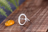 Adjustable Sterling Silver Ring Base 13x18mm Oval Blank R800B